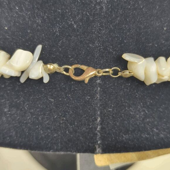 Handmade Sea Shell & Shark Tooth White Mother of Pearl Choker Necklace - Picture 4 of 7